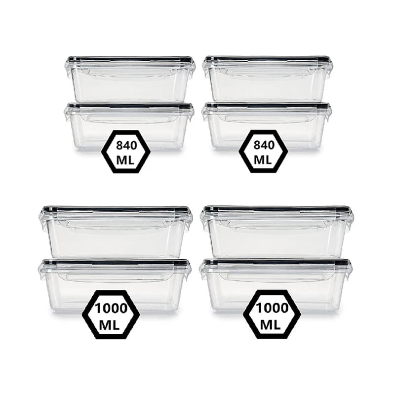 Contenitore per alimenti da cucina ermetico per la preparazione dei pasti, avanzi e pranzo, adatto ai microonde e ai lavastoviglie senza BPA, set di 8
