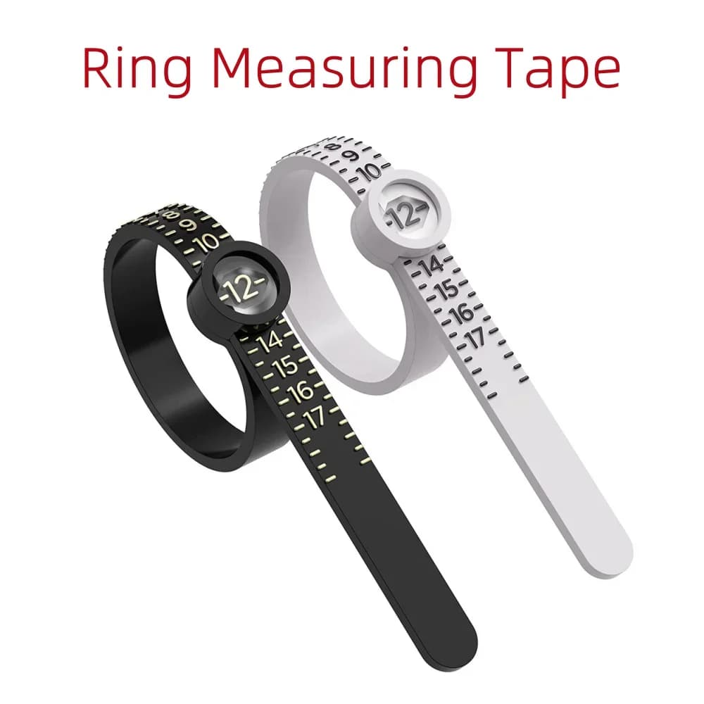 US/UK/EU/HK Dimensioni Anello Righello Anello Nastro di misurazione Anello Strumento di misurazione Bobina anulare Filtro dimensione dito con lente d'ingrandimento