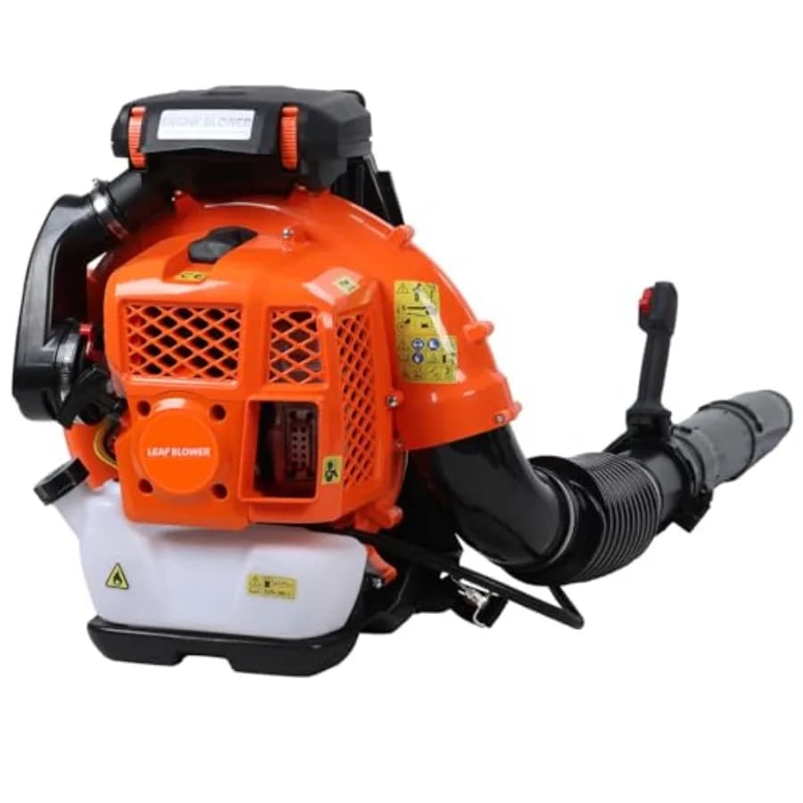 Soffiatore a Zaino a Benzina 80CC - 900 CFM 4.3 HP 206 MPH, Soffiatore Commerciale a Gas ad Alto Flusso d'Aria per Giardino e Prato