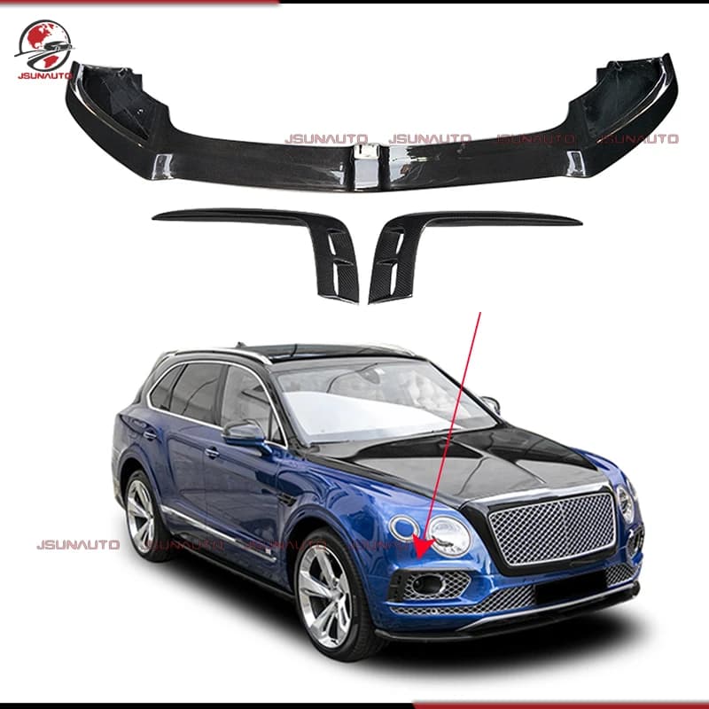 Carbon Fiber Front Diffuser for Bentley Bentayga 2016-2020 Premium w12 Limited Edition Front bumper Lip Side Air Grips Carrozzeria