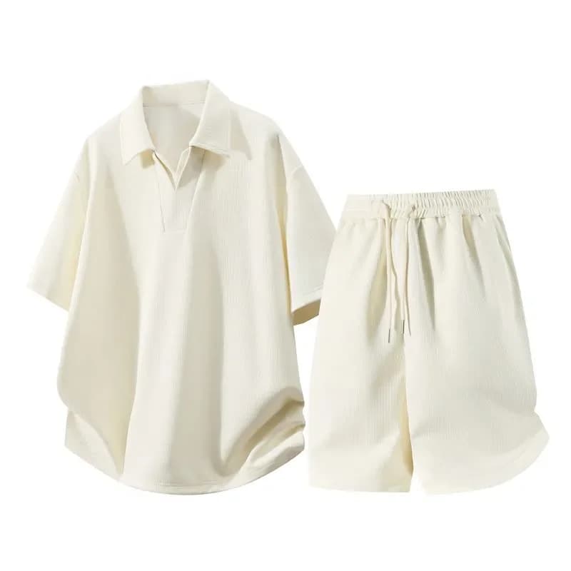 Pantaloncini casual da uomo estivi con coulisse a costine, comodi per l'uso quotidiano