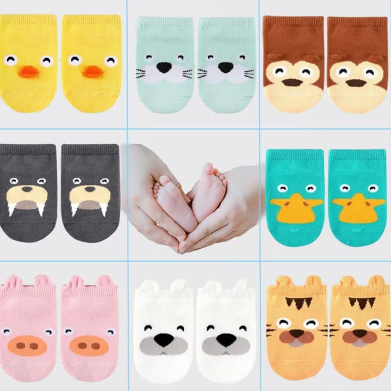Calzini Antiscivolo per Bambini, Pantofole per Neonati e Bambini, Regalo per Bambini, Accessori per Neonati con Animali Cartoon, Abbigliamento
