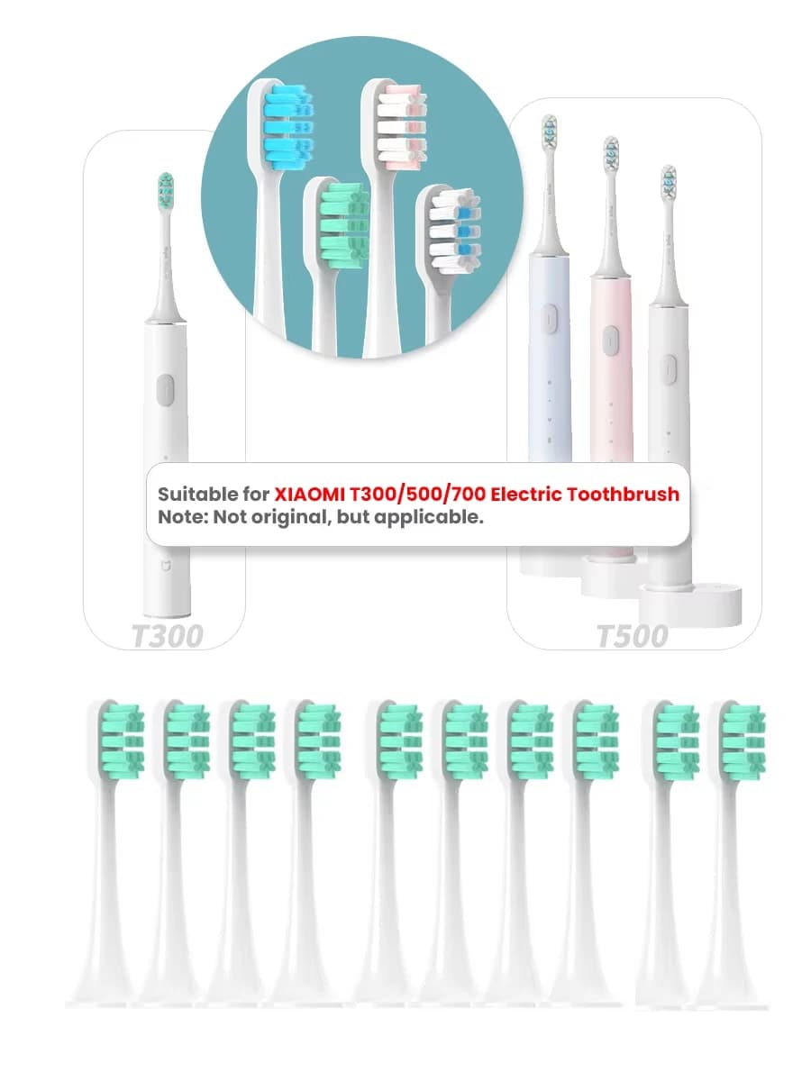 Replacement heads for electric toothbrush Xiaomi Mijia T300 T500 T700 Soft bristles with dust cover 1/410/20 pieces