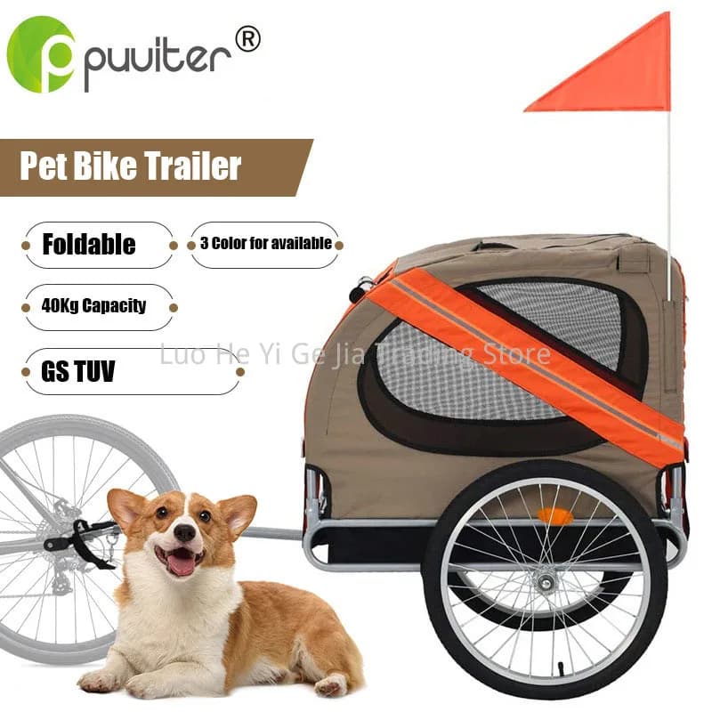 Rimorchio per bici da 20 pollici per animali domestici, ruote per pneumatici in gomma con bordo in alluminio e carrello per bicicletta con telaio in acciaio