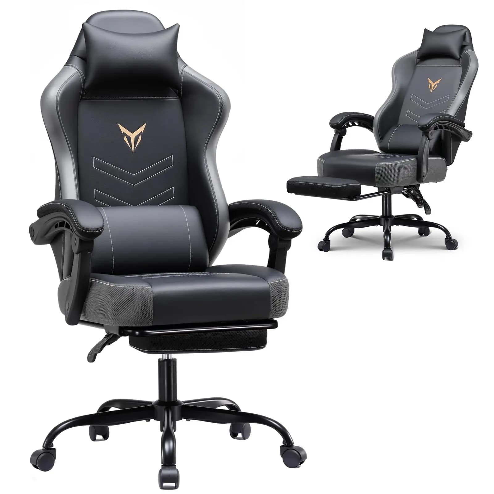Ergonomic Gaming Chair With Footrest Recliner Headrest Lumbar Support Linkage Armrest High Back Office Home