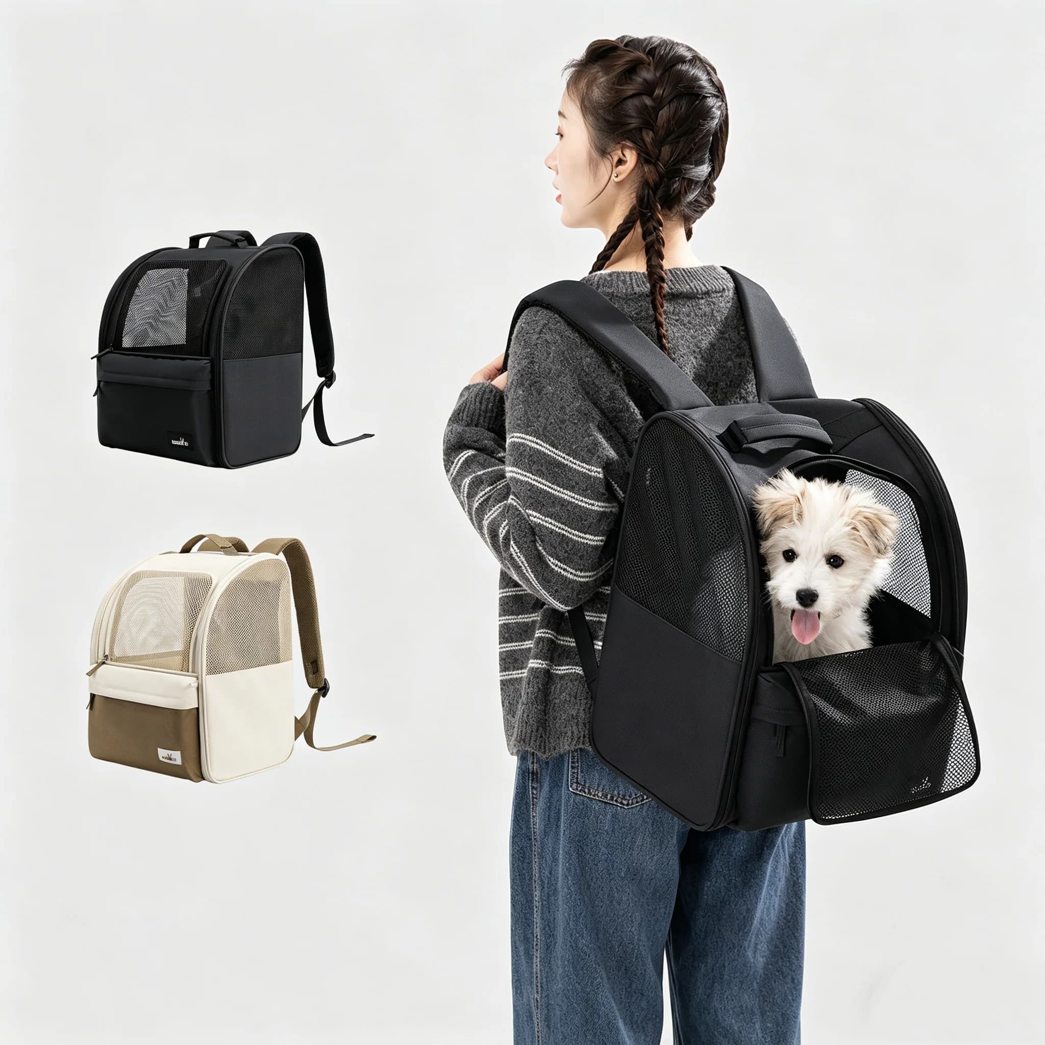 Pet Carrier Backpack Breathable Mesh Cat Dog Backpack Foldable Travel Bag for Small Dogs Cats Outdoor Pet Carry bag