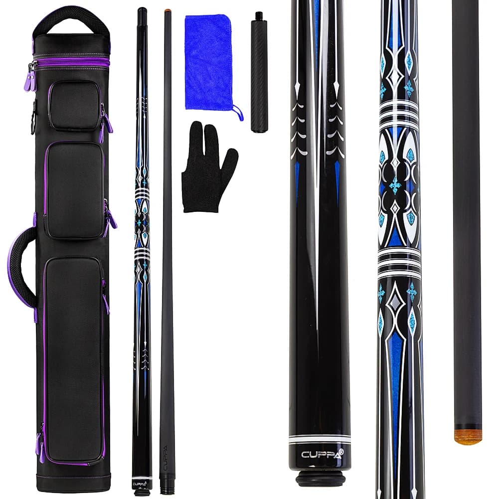 Billiards Cue Case Set Cuppa High Quality Carbon Fiber Cue 12.5MM Tip Size With Pool Cue Case