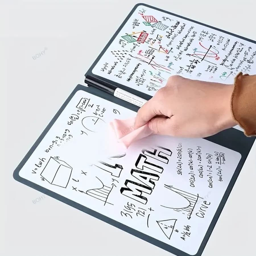 Set di quaderni con lavagna portatile riutilizzabile A5 con penna e blocco note in pelle con tessuto cancellabile, agenda settimanale per un uso elegante in ufficio