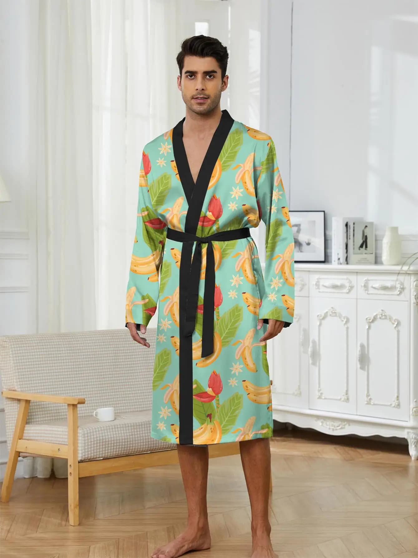 1pcs Men's Robes 2026 Spring/Summer Robe man 3D Printed Graphic robe Men's bathrobe Bathrobe men Sleepwear Breathable