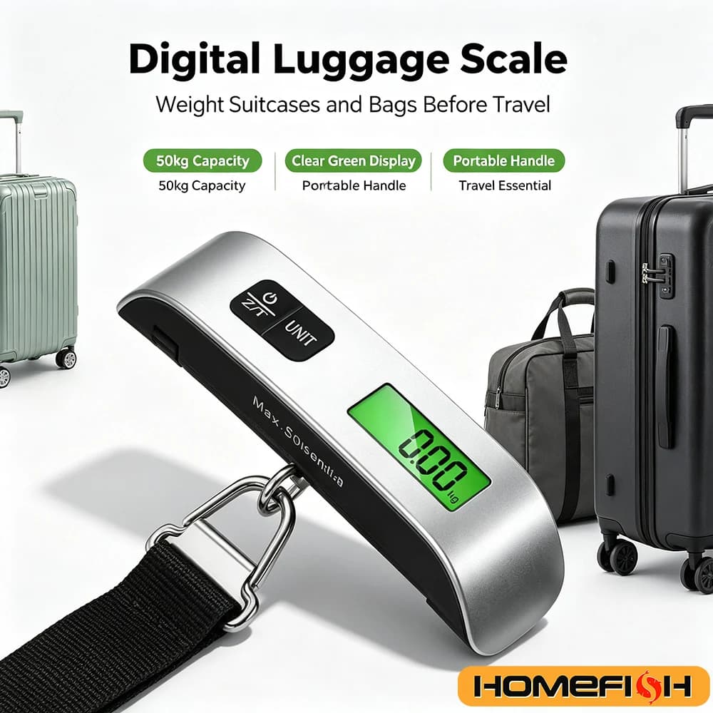Digital Portable Luggage Scale 110lb/50kg Capacity LCD Display Hanging Weighing Scale for Travel Suitcases