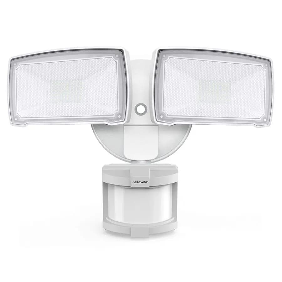 Sensore di movimento delle luci di sicurezza a LED da 30 W per esterni, 3200LM, 5500K, IP65 impermeabile, luce di inondazione del rilevatore di movimento a 2 teste con filo rigido per G