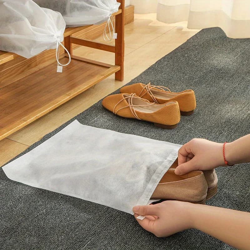 10 Pezzi Sacche Porta Scarpe Portatili, Sacchetti Antigiallo in Tessuto Non Tessuto con Coulisse per Scarpe, Sacche Antipolvere da Viaggio