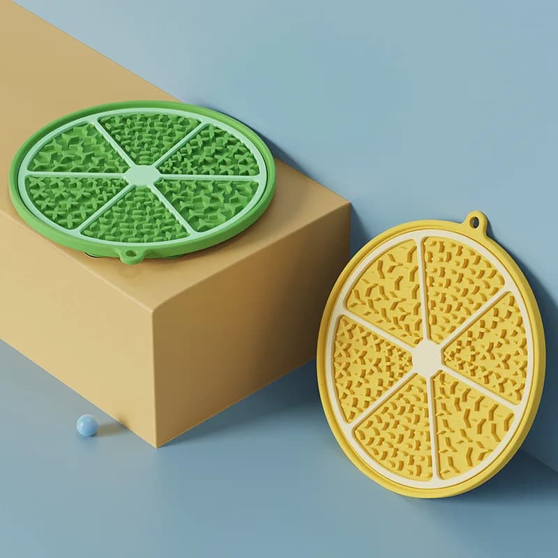 Piatto Rotondo in Silicone per Alimentazione Lenta, Piatto con Cinghia e Ventosa per Cani, Ciotola Anti-soffocamento per Animali Domestici