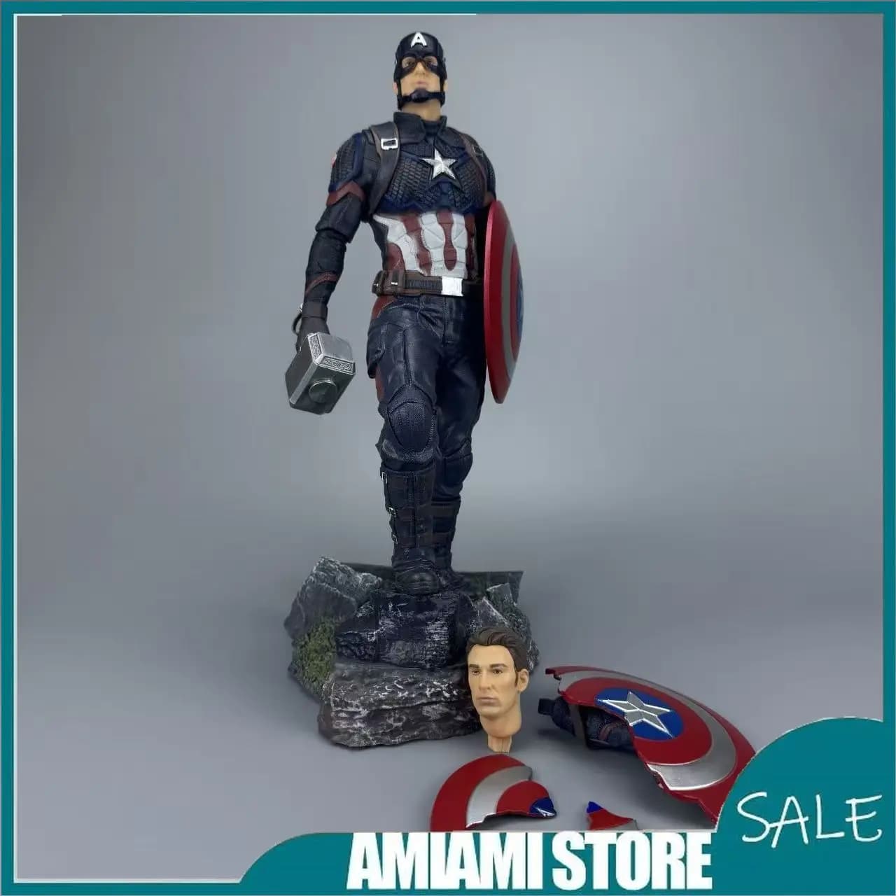 Disponibile - Statuetta da 42 cm di Capitan America degli Avengers in posa eretta, modello in PVC, serie anime, ornamento da scrivania, regalo, giocattolo