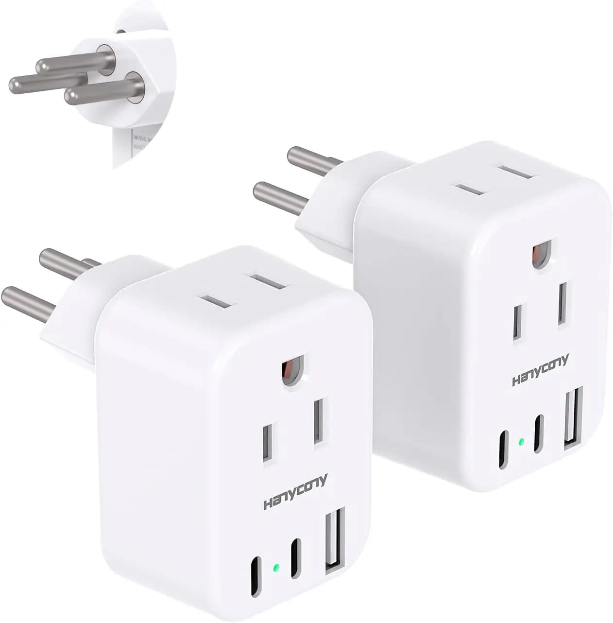 Adattatore da Viaggio Svizzero, Adattatore di Alimentazione Tipo J con 2 Prese e 2 USB-C, da USA a Svizzera, Confezione da 2