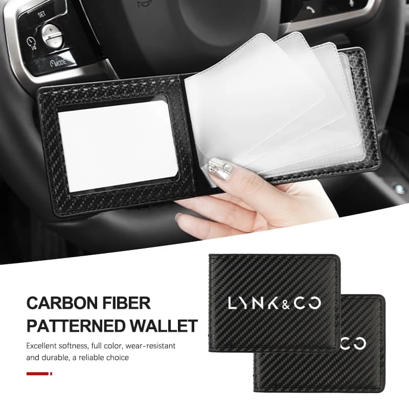 Car Carbon Fiber Wallet ID Card Driver's License Bag Accessories For LYNK&CO 01 Phev 02 03+ 05 06 09 PHEV 09 MHEV