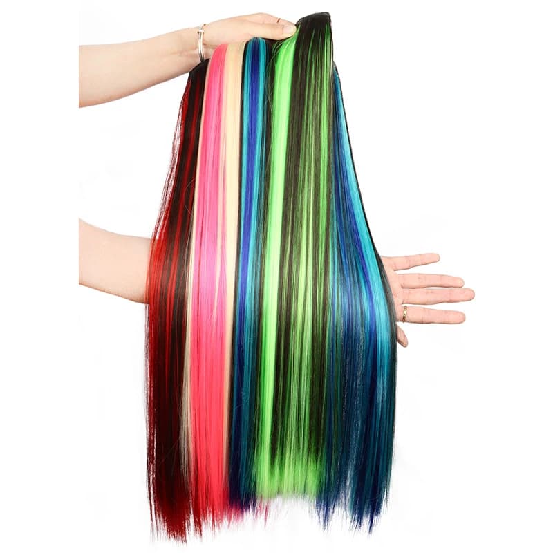WIGSIN Synthetic 60cm A Piece Of 5Clips Hair Highlight Dyeing Colorful Long Straight Hair Piece In Hair Extension for Women