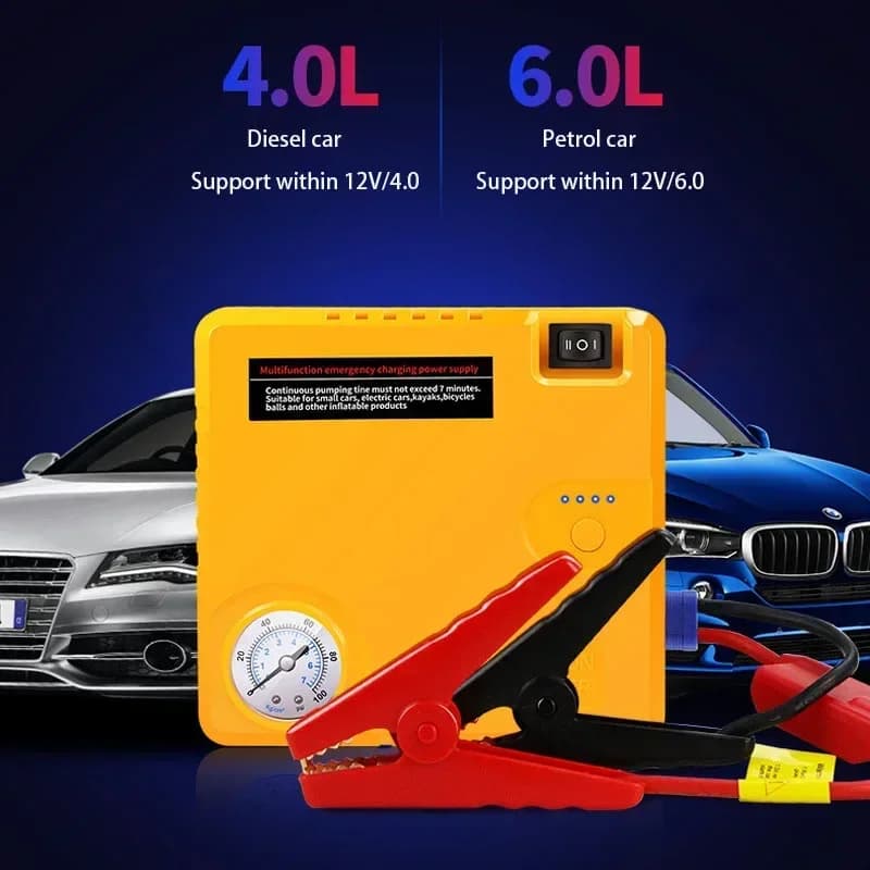 Nuovo Avviatore d'Emergenza per Auto 12V, Power Bank Portatile, Booster Multifunzionale con Gonfiatore Pneumatici Integrato