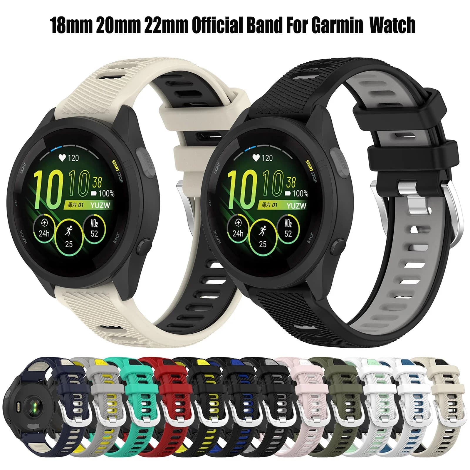 Silicone bracelet from 20mm 22mm 18mm for Garmin Forerunner 265 265S 255 Music/Vivoactive 4 4S/Venu 2 Vivoactive RUN Band Belt bracelet