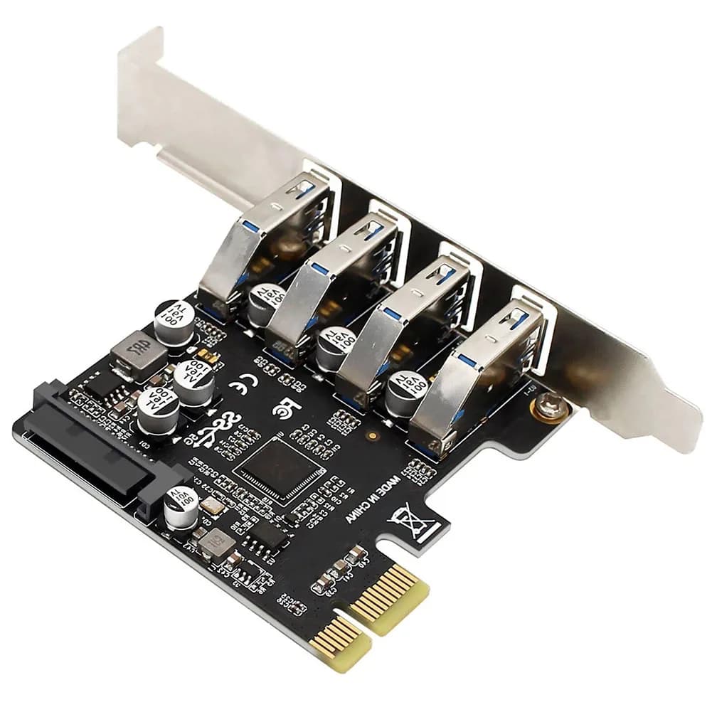 1 set di schede di espansione USB 3.0 PCI-E e scheda di espansione PCI-E a 4 porte con cornice a mezza altezza PCI Express per adattatore HUB PCIe 5 Gbps