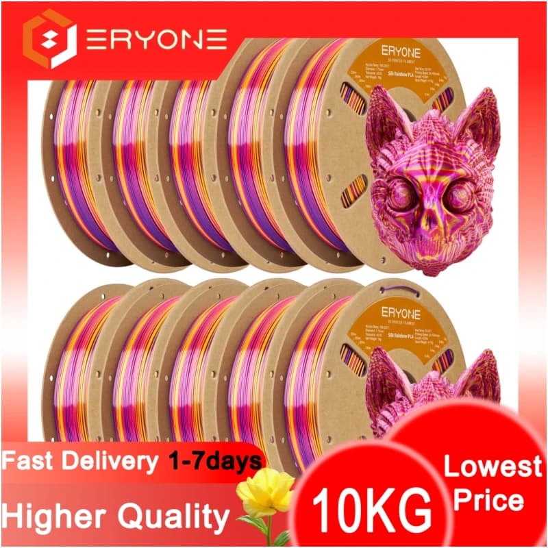 Filament PLA Tricolor Silk Rainbow ERYONE New Year's Edition 1.75mm +/- 0.03mm, 1kg Bobbin (2.2LBS) for 3D Printer