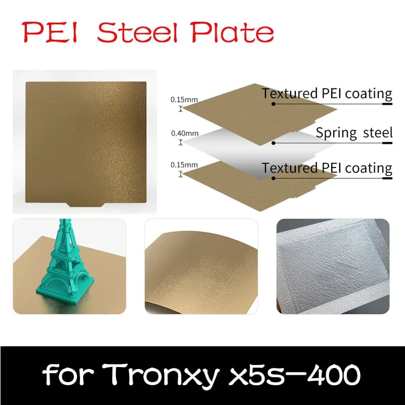 Magnetic PEI Plate 400x400mm Double Sided Flexible Textured PEI Steel Sheet +Good Adhesion Hot Bed Sticker for Tronxy X5S-400