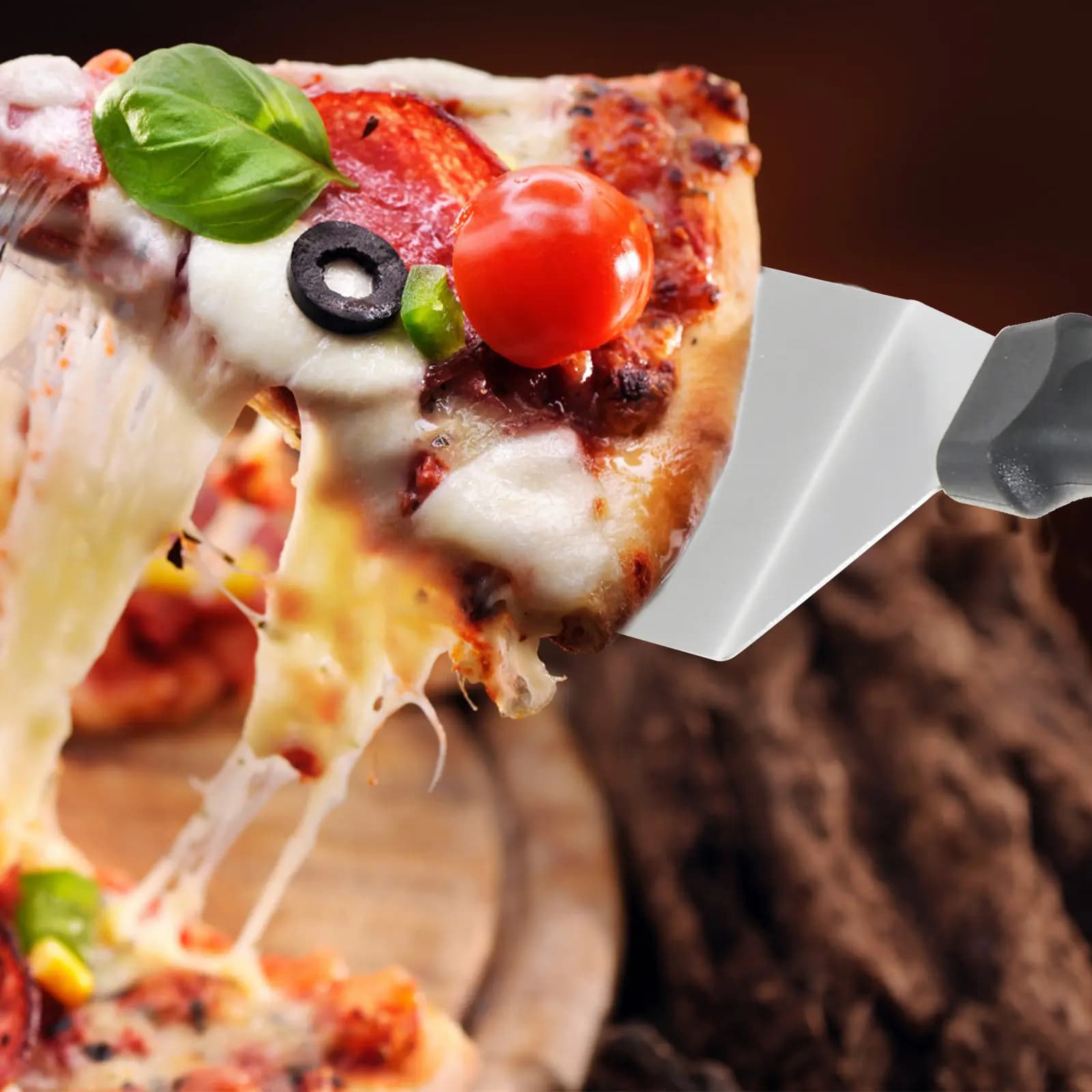 Set di 5 Palette Premium per Pizza in Acciaio Inox con Superficie Perforata per Facile Rilascio della Farina e Fondo Croccante, Accessorio per Teglia