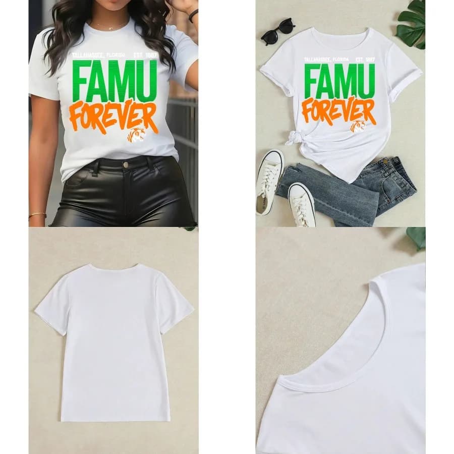 【Nuovo stile】T-shirt casual da donna a maniche corte con stampa grafica FAMU Forever Print Tee Tallahassee Florida EST. Abbigliamento streetwear del 1987