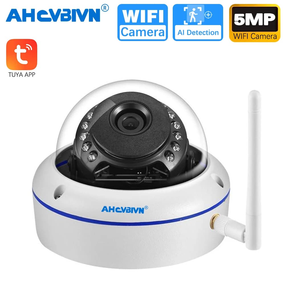 TUYA 5MP Wifi Dome Camera Telecamera IP di sicurezza intelligente Registrazione audio SD TF Card WIFI Telecamera IP CCTV di sicurezza esterna wireless in metallo