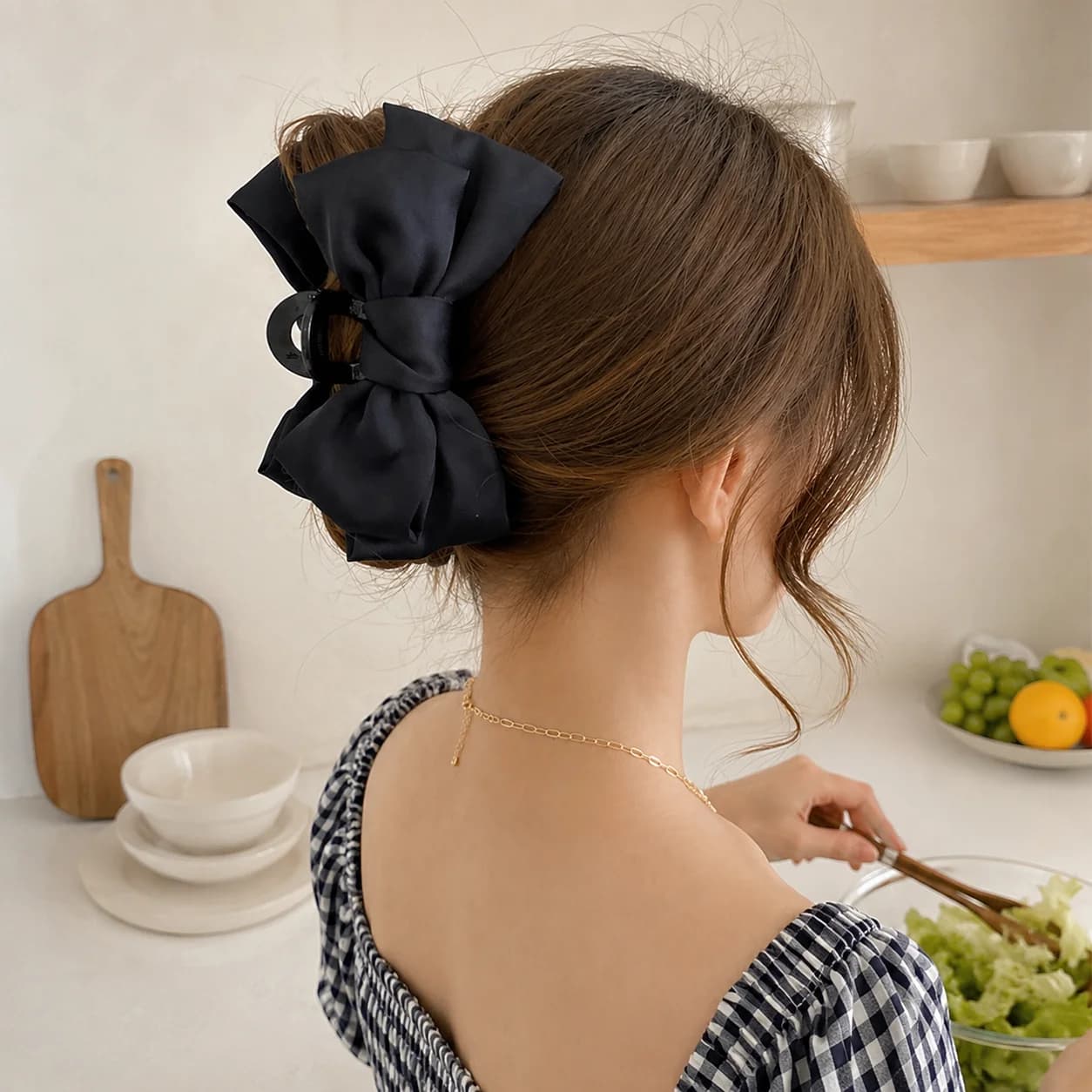 Grandi fermagli per capelli a forma di artiglio di squalo con fiocco solido per acconciature a coda di cavallo, accessori per capelli da donna