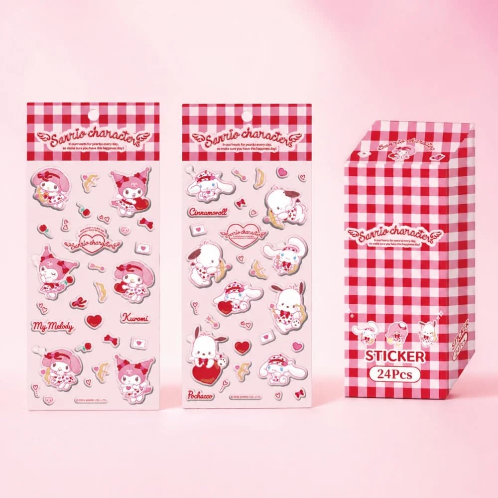 Genuine Sanrio Kawaii Foam Stickers My Melody Kuromi Cinnamoroll Pochacco Heart Design Decorative Sticker Sheet Girls Toys Gifts