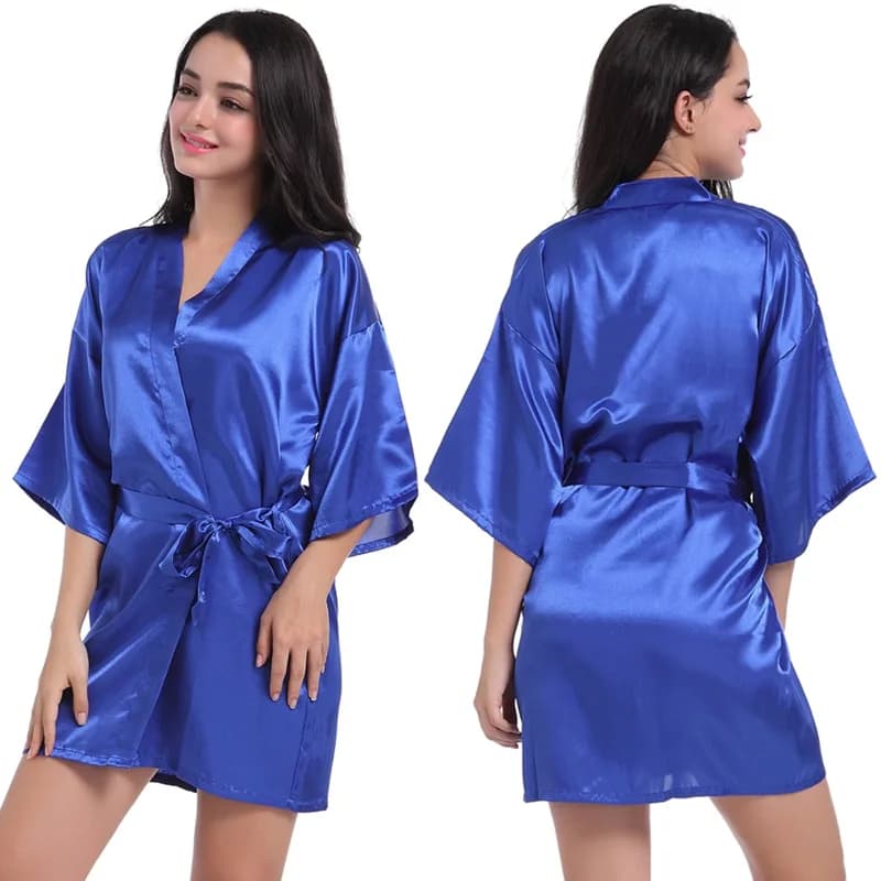 Vestaglia Sexy in Raso con Pizzo, Perfetta per Spose e Damigelle, Kimono per Donna, Abbigliamento da Casa