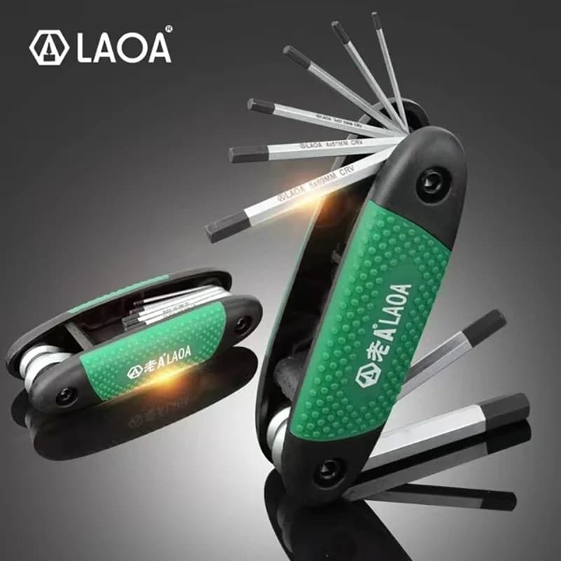 LAOA 8PCS Set di chiavi esagonali pieghevoli Cacciavite esagonale CR-V da 1,5-8 mm