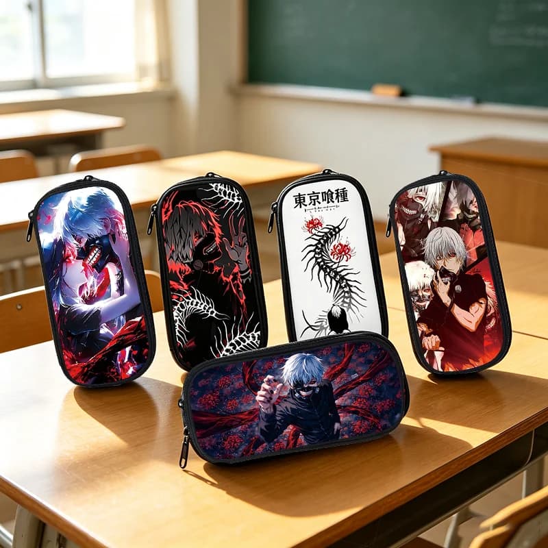 Anime Tokyo Ghoul Pencil Case Kaneki Ken Pen Holder Bag Girl Boy Big Capacity Students School Zipper Pencilcases