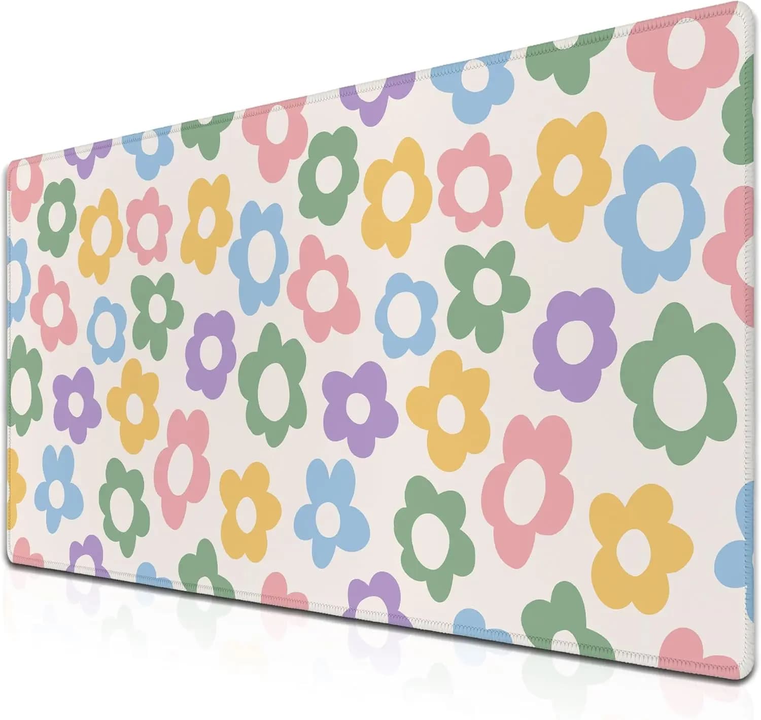 Tappetino da scrivania Jumbo con fiori di groovy colorati – Tappetino per mouse antiscivolo extra large per donna, perfetto per giochi e ufficio