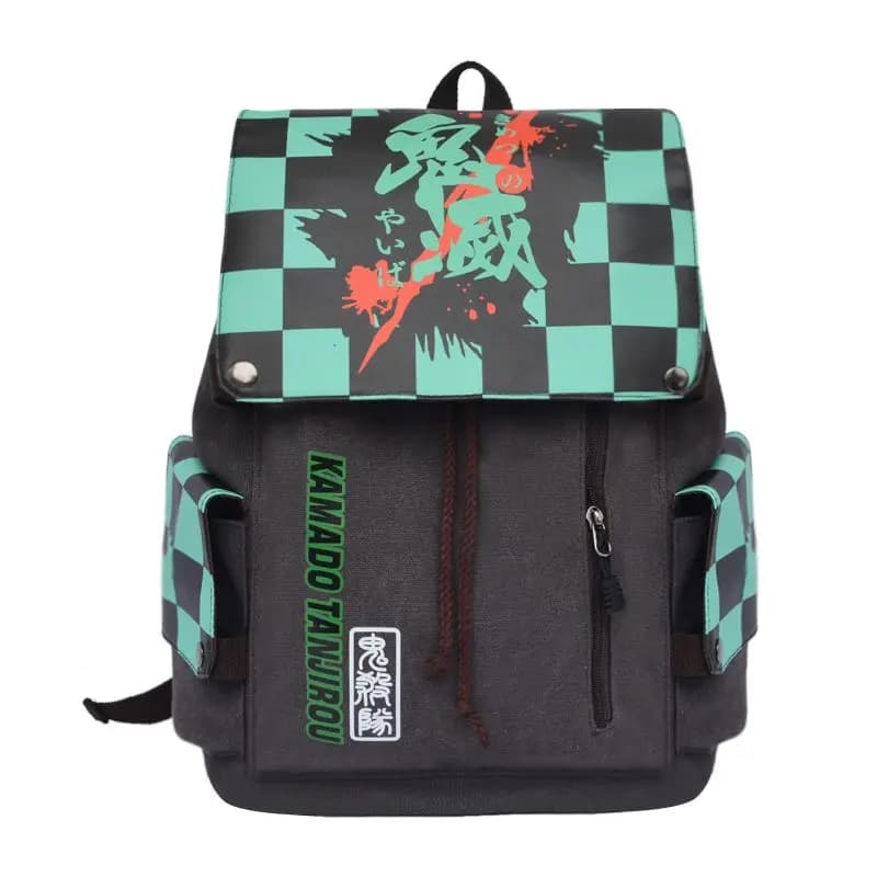 Simpatica borsa di tela per studenti Kawaii Anime Demon Slayer Tanjirou ‌ ‌ Nezuko ‌ Zaino addensato per regalo per borsa da scuola per ragazzi
