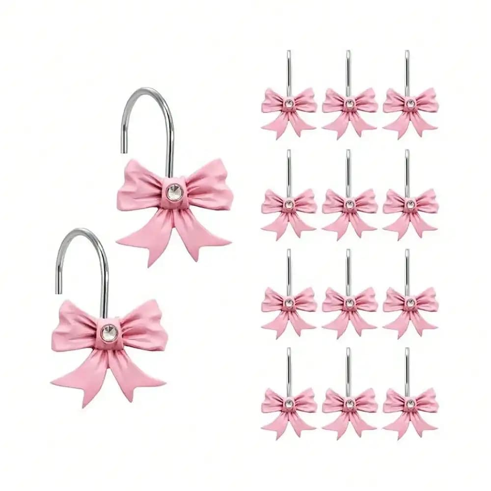 Ganci decorativi per tende da doccia Papillon Ganci resistenti alla ruggine Anello da doccia scorrevole Appendi il supporto Bling per il bagno, confezione da 12