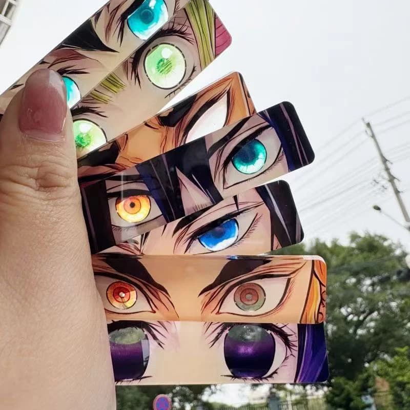 Portachiavi Bifacciale Anime Demon Slayer, Rengoku Kyojuro Kimetsu No Yaiba, Occhi Luminosi, Ciondolo per Zaino Trasparente