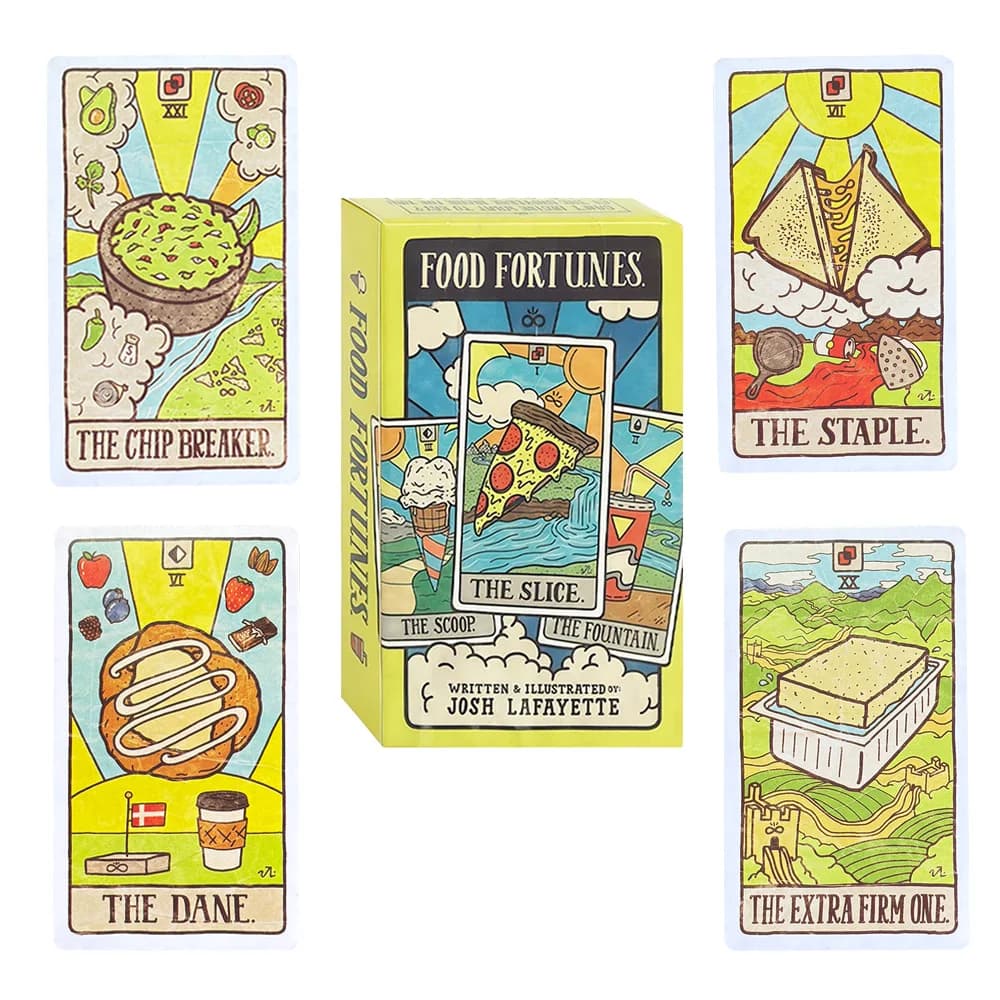Mazzo di tarocchi alimentari da 78 carte Divertenti giochi da tavolo Carte di carta Strumento per raccontare fortuna Predict the Future Perfetto per feste e regali