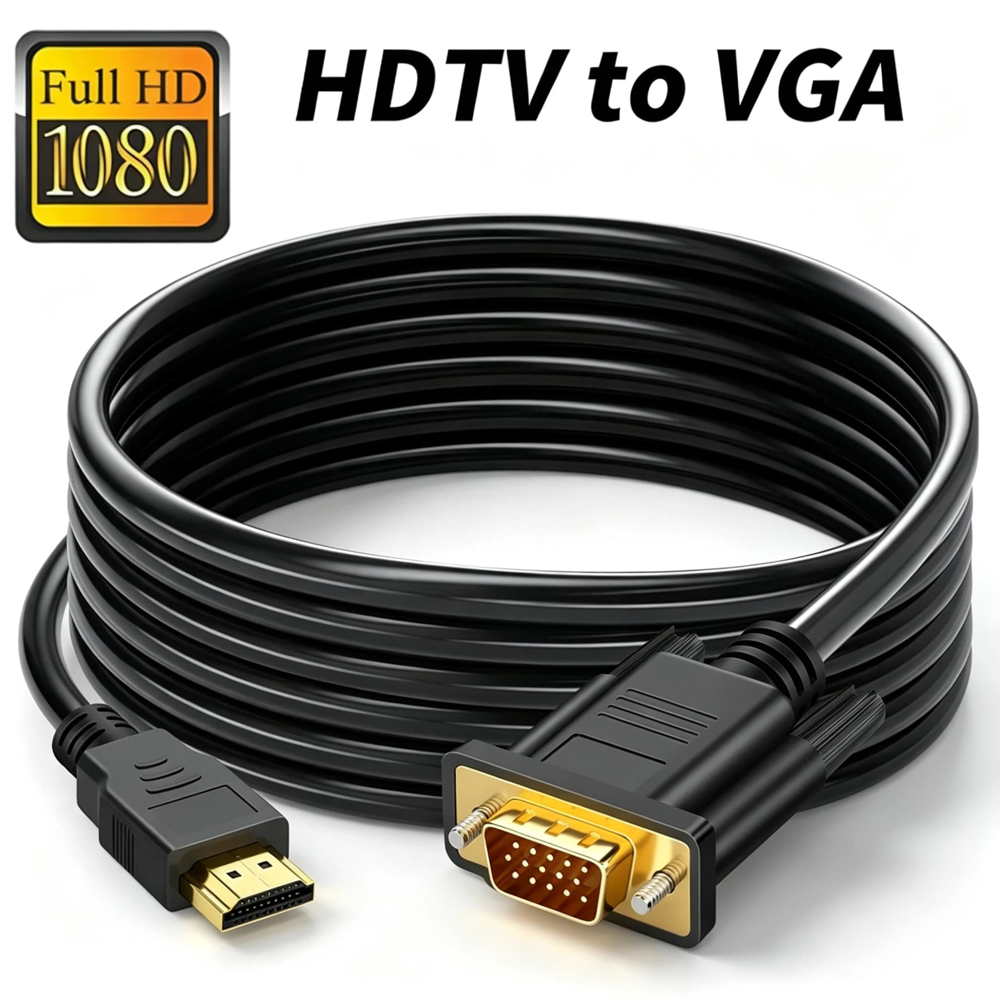 Full HD 1080P HDMI-Compatible To VGA Adapter 1.8M Cable Video Audio Male Converter for Desktop Laptop PC TV Monitor Projector