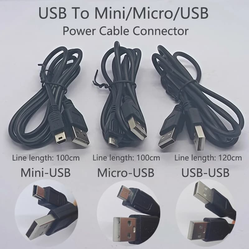 Cavo di alimentazione USB a Mini/Micro/USB da 100/100/120 cm per dispositivi MP3, MP4, fotocamere, cellulari, hard disk e computer