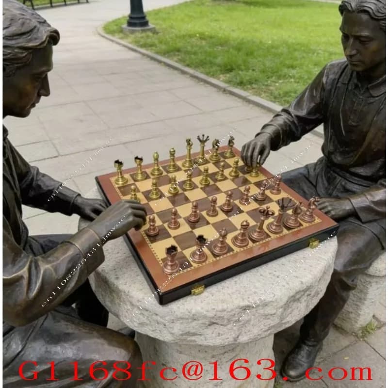 Chess Metal Chess Pieces Large High-End Dual-purpose Folding 2-in-1 Set Chess Board