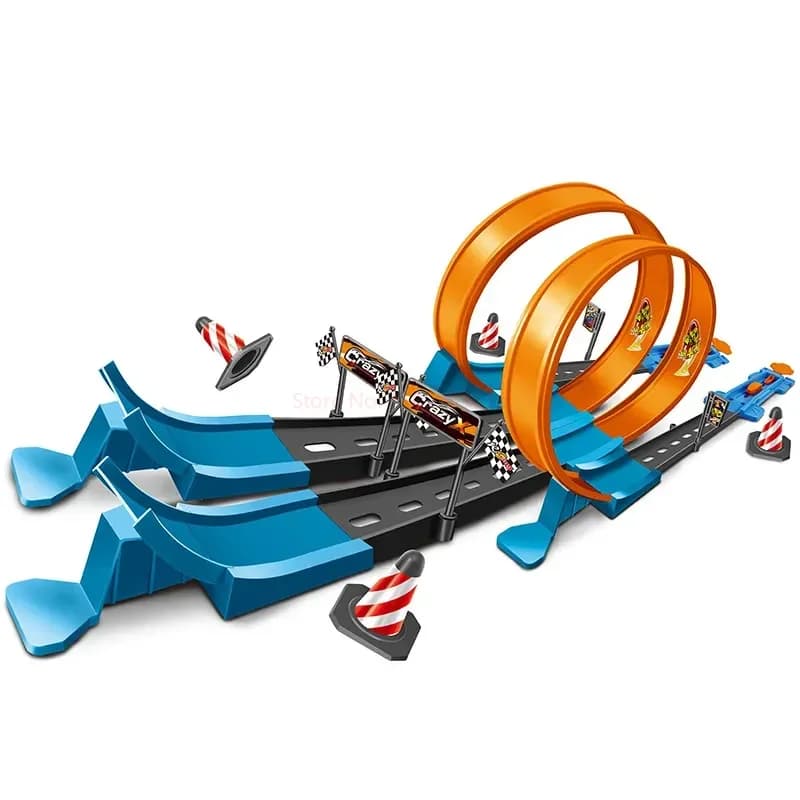 Hot Stunt Speed Car Wheels Modello Pista da corsa Kit ferroviari assemblati fai-da-te Catapulta Rail Car Racing Boy Giocattoli per bambini Regalo