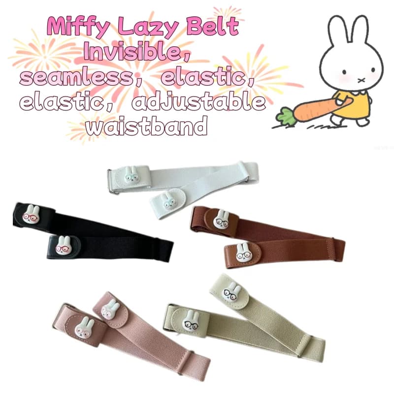Invisible Elastic Belt Miffy Rabbit Fashion, Without Tracks, Adjustable, for Students
