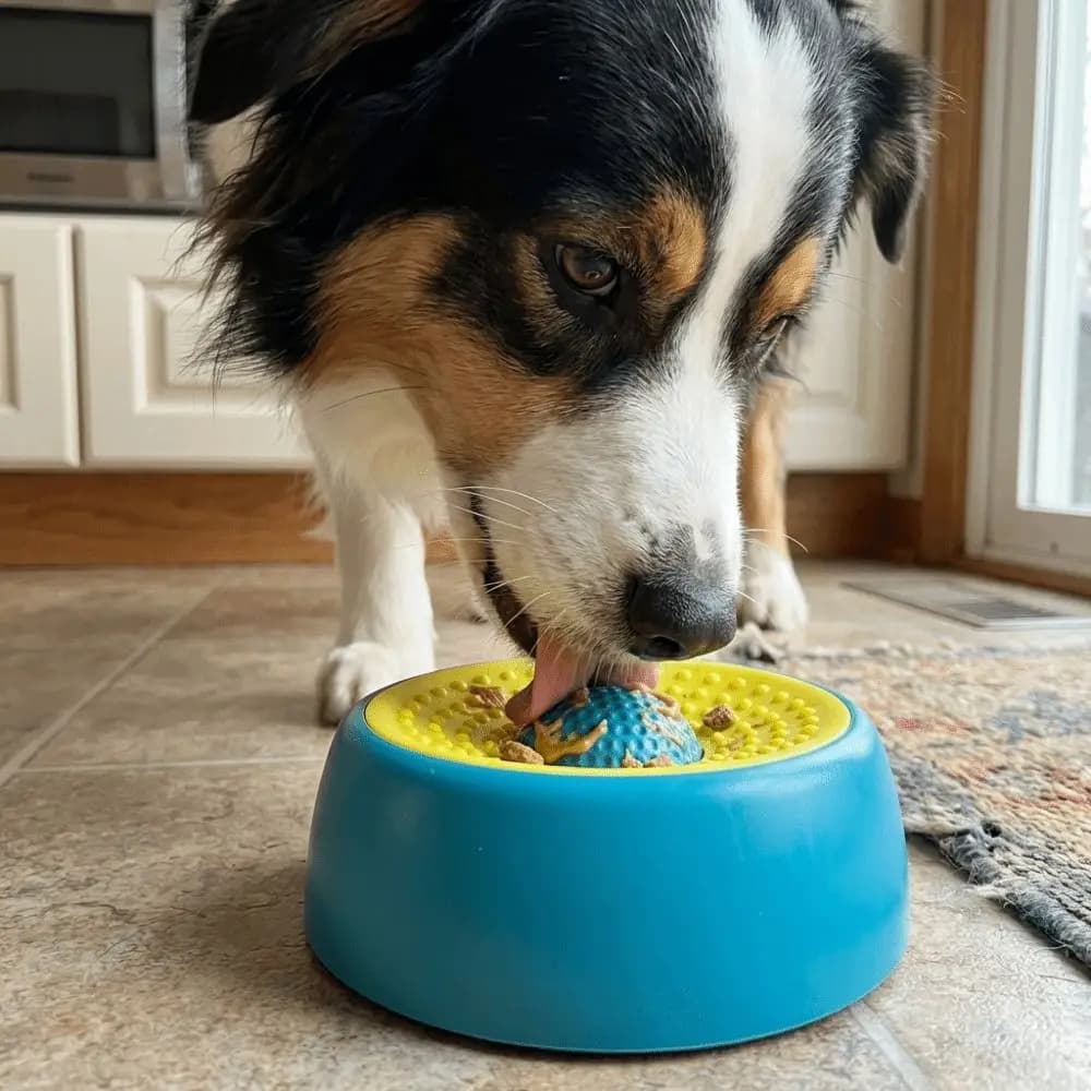 Ciotola per Cani in Plastica con Palla Rotante, Anti-Soffocamento, Antiscivolo, per Alimentazione Lenta