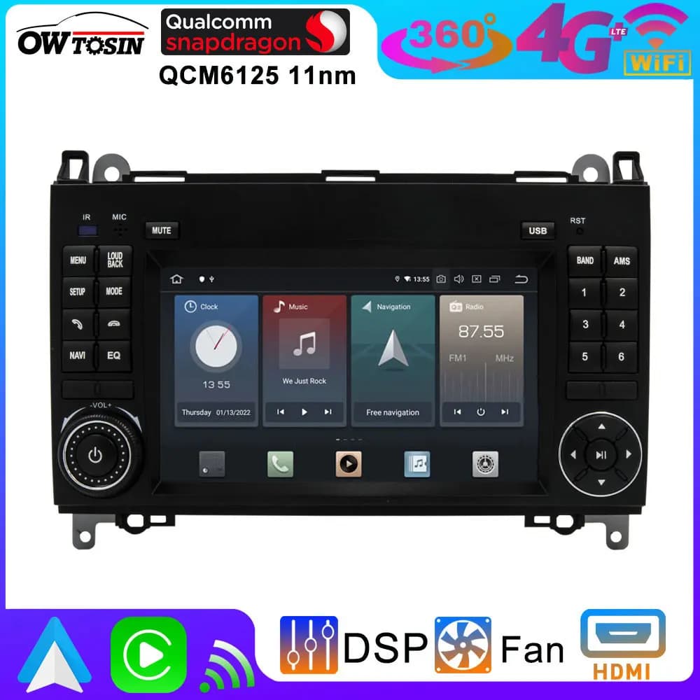 Android 12 8Core 12G + 256G Auto Multimedia DSP Radio Per Mercedes Benz Classe AB W169 W245 W906 Sprinter CarPlay Lettore GPS BT 5.0