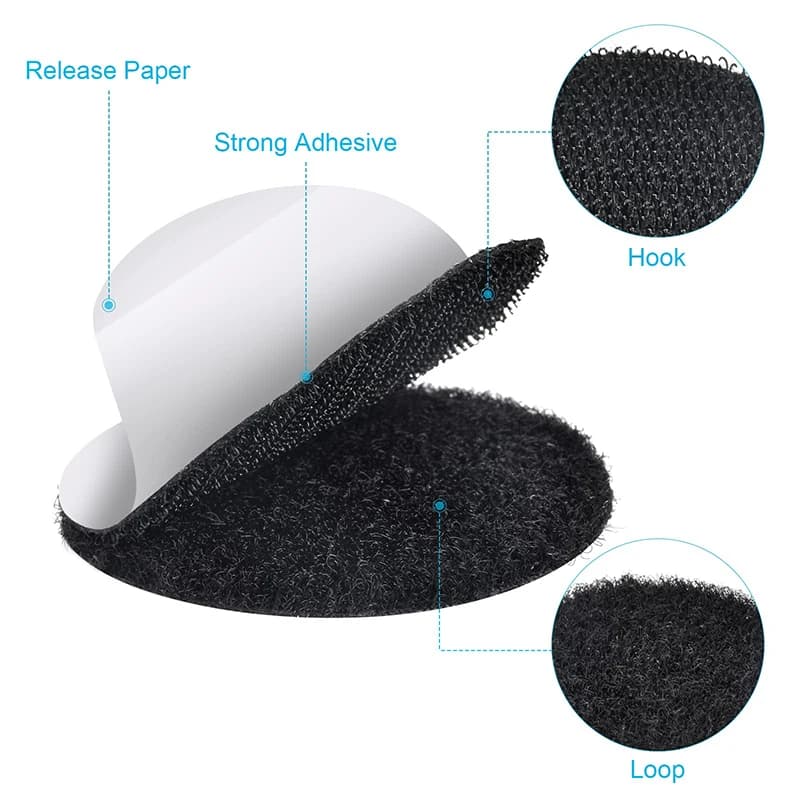 Punti Adesivi Rotondi Neri da 8 cm con Chiusura a Strappo, Impermeabili, Adesivi, a Forma di Moneta, Nastro di Fissaggio a Strappo per Casa, Aula, Ufficio