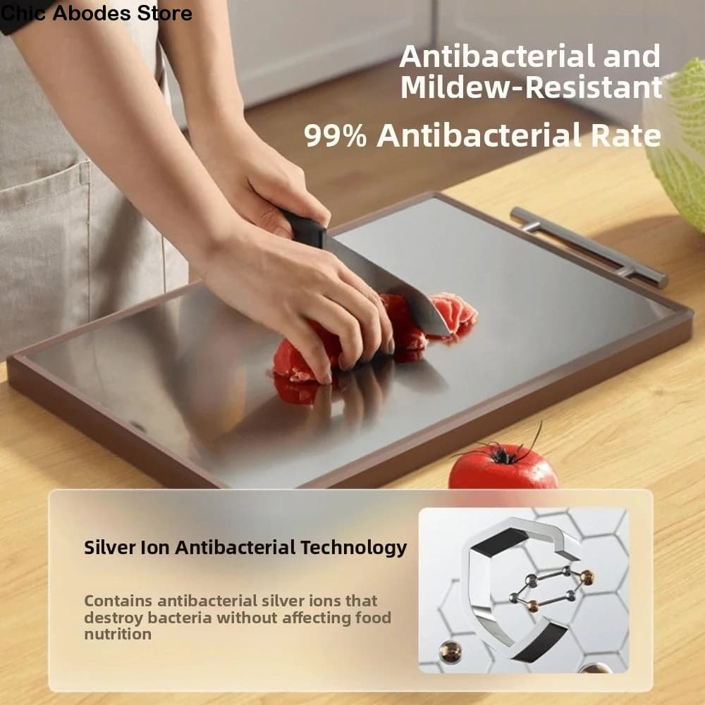 Anti-Bacterial Double-sided Cutting Board Anti-Mold Anti-Slip Wood Chopping Board with Handle Non-sticky