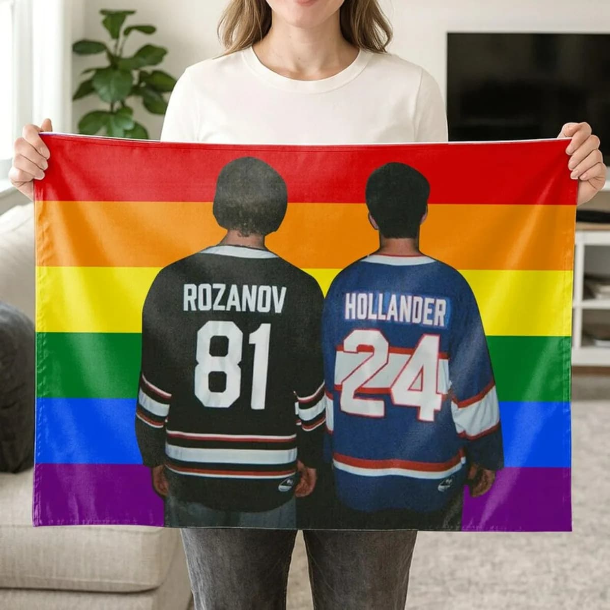 Shane & Ilya LGBT Flag Tapestry Hollannov Hockey Romance Queer Love Fan Art Wall Hanging Bedroom Room Decor