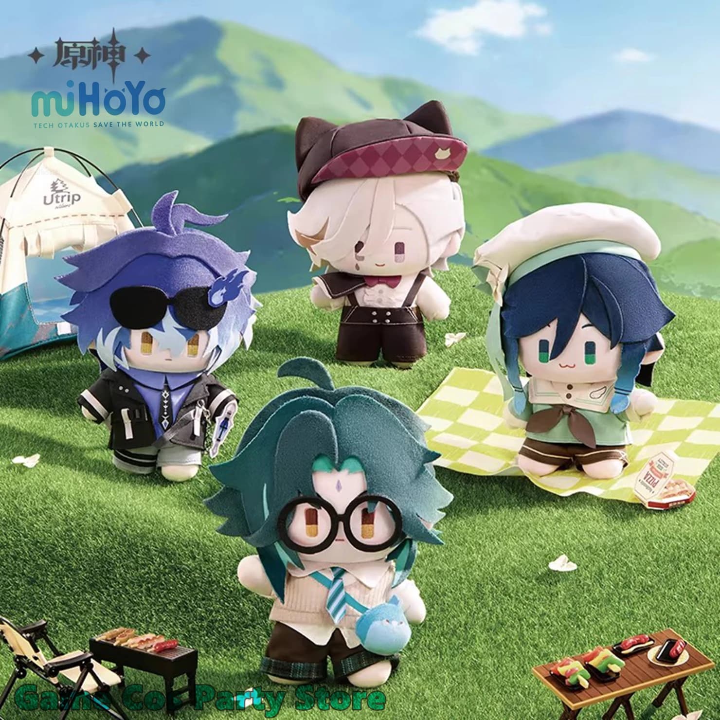 [Genuine] Genshin Impact [Spring Blossom Tales] Cartoon Dolls Flins Lyney Pillow Anime Cosplay Cushion Venti Xiao Card Xmas Gift